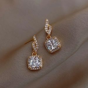 925 Sterling Silver Rhinestone Drop Stud Earrings